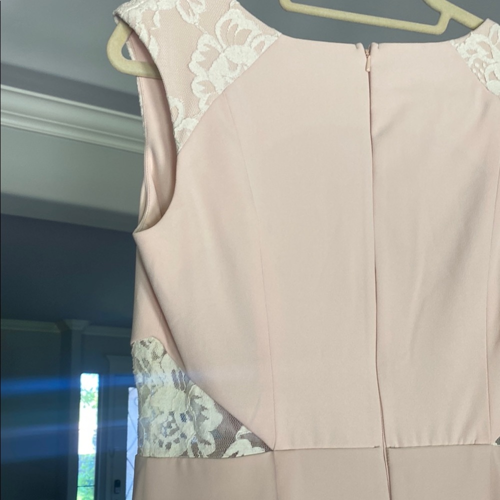 Minuet Elegant Pink Sleeveless Dress with Lace Accents - Picture 3 of 6